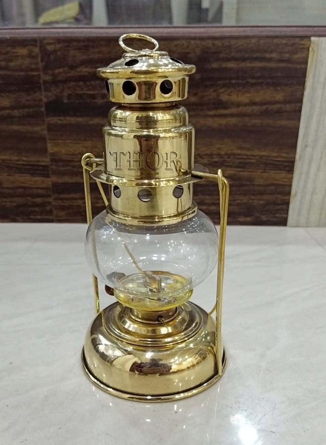 THOR INSTRUMENTS Brass Mini Small Oil Lamp Lanterns for Home Decor 7" (Brass) Rustic Vintage Home Decor Gifts - Image 2